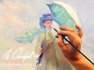 'Девушка с зонтиком Моне' Урок с замедленными съемками, художник Игорь Сахаров
